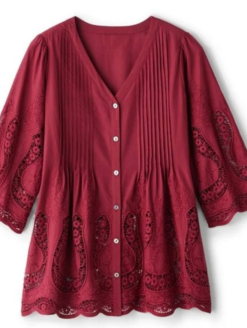 Soft Surroundings 100% Cotton Trella Eyelet Top